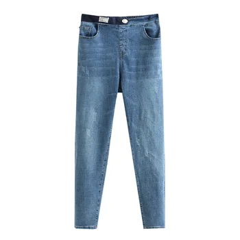 Nye 2021 Damer Forår Sommer Plus Size Blyant Jeans Til Kvinder Store Slanke Bomuld Elastisk Lomme Denim Bukser 2XL 3XL 4XL 5XL