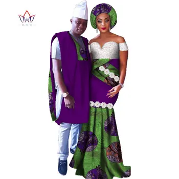 Nye Afrikanske Applique Lange Kjoler til Kvinder Bazin Riche Afrikanske Mænd Robe Skjorte og Bukser, Tøj Dashiki Afrikanske Tøj WYQ109