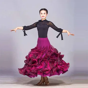 Nye Balsal Dans Kjole til Kvinder/Damer Moderne Multilayer Nederdel Professionel Flamenco Konkurrence Latin Vals, Tango, der Passer PY281