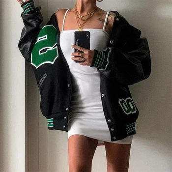 Nye Bomber Jacket For Kvinder Mode, Retro Tøj Streetwear Oversize Frakke Forår Og Efterår Vibe Stil Baseball Uniform