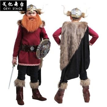 Nye børne Halloween party boy iørefaldende pirat snowfield hunter kostume Viking kriger kostume til cosplay tøj