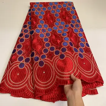 Nyeste Nigerianske Gule Farver i Høj Kvalitet Afrikanske Schweiziske Voile Lace Fabrics Broderi i Schweiz, Bomuld Blonder Stoffer 5Yards