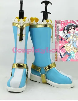 Nyeste Skræddersyet Japansk Anime Lovelive! Hvid og Blå Yazawa Nico SR Cosplay Sko Støvler Til Halloween Jul