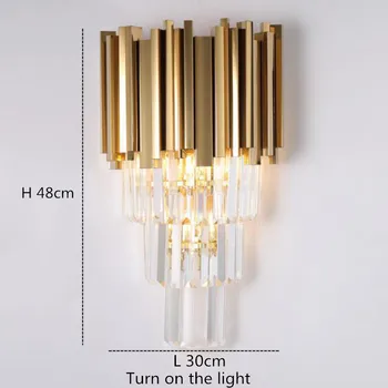 Nyt design og luksus krystal væglampe glans guld applique væglampe moderne hjem LED væglampe AC 100-260V