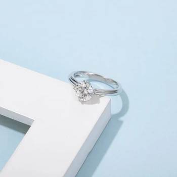 PERLE ' S BALLET Elegante Klassiske Runde Moissanite Diamant Ring i 925 Sterling Sølv fingerring Smykker forlovelsesringe For Kvinder