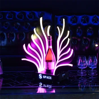 Peacock Form Champagne Glorifier Display Rack Genopladelige VIP Serverer Skuffe Ace of Spades Vin Flaske Lysende Oplæser