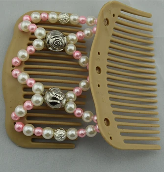 Perle og sølv hvid pink perler kam dag, mor hår tilbehør 30stk per Masse