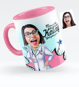 Personlig Kvinder 'S Læge Karikatur Af Pink Krus cup-1