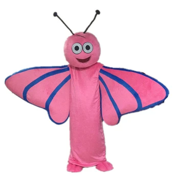 Pink Butterfly Møl Scalewing Dragonfly Maskot Kostume Tegneseriefigur Tøj, Der Passer Department Store Karneval Kostume