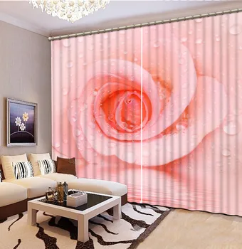 Pink rose gardiner 3D Gardin Luksus Blackout Vindue Gardin Stue