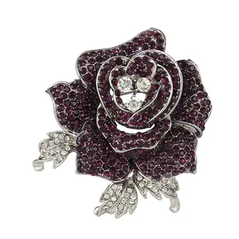 Pink Østrigske Krystal steg Blomst Rhinestone Broche Pin Blomst tørklæde pin-brocher smykker Gave