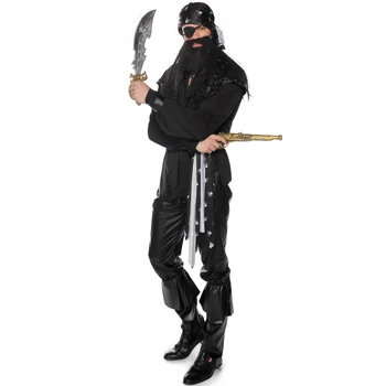 Plus Størrelse Mænd er Skræmmende Onde Sorte Pirat Kostume Halloween Cool Smuk Cosplay Pirat Kostume