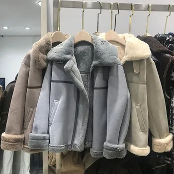 Plus størrelse kvinde ' s pels alt-i-en læder jakke kvinders jakke vinter 2021 nye fedt søster plus fløjl tyk læder jakke