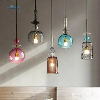 Postmoderne farvet glas flaske vedhæng lys i loft bar kreative hængende lampe hjem deco-køkken stue kampprogram