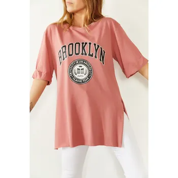 Pulver Brooklyn Trykt Spalte Kæreste T-Shirt