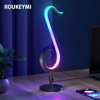 ROUKEYMI RGB Fjernbetjening Dæmpbar Atmosfære Nat-Lampe USB Desktop LED Bluetooth-App Smart Symfoni Musikalske Bemærk, Skrivebord Lys