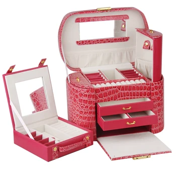 ROWLING Nye Røde Smykker, Kasser Og Emballage PU Læder Opbevaring Makeup Sag Smykker Arrangør Container Kasser Kosmetisk Tilfælde 152