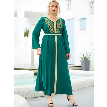 Ramadanen, Eid Abaya Kvinder Broderi Lang Kjole Dubai Kaftan Marokkanske Kjole Islamisk Tøj Aftenselskab Kjole Arabisk Robe Kaftan