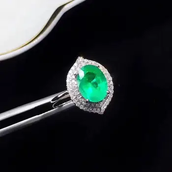 Rene Naturlige og Virkelige smaragd-Årsdagen ring 925 sterling sølv Fine smykker Til mænd og kvinder