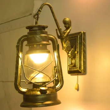 Retro Vintage Petroleum Væglampe Midtergangen Væggen Kreative Dekorative Lamper Gård Gård Fritid Antikke Stald Lanterne Væglampe