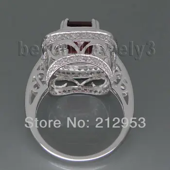 Rubin Ring For Kvinder Vintage Prinsesse 7mm Massivt 14k White Gold Naturlige Ruby Gemstone Billige Evigheden Ringe til Kone Smykker Gave