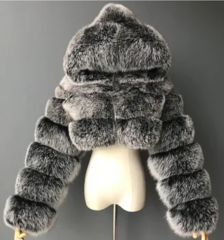 S-6XL Mink Frakker Kvinder 2020 Vinter Top Mode Hooded Faux Pels Elegante Tyk Varm Overtøj Pels Jakke Chaquetas Mujer