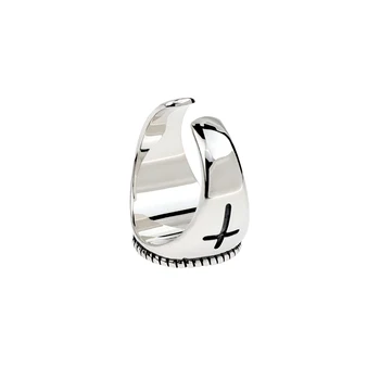 S925 Sterling Sølv Vintage Nødlidende Ring For Mænd Og Kvinder Med Hip-Hop Tendens Style Justerbar Åbning