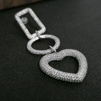 S925 sterling sølv kærlighed rund rektangel indlagt zircon lange øreringe luksus mærke Monaco smykker kvinder gave
