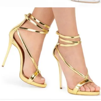 SHOFOO sko,Smuk mode kvinders sko, ca 12 cm høje hæle sandaler, kvinder sandaler, store m sandaler.