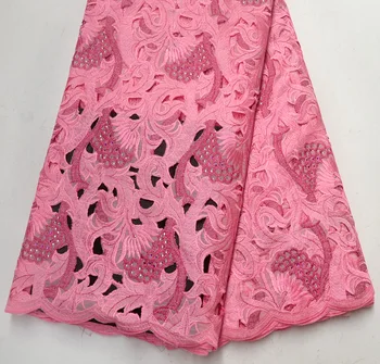 Seneste Fremragende Baby Pink Handcut Schweiziske blonder Afrikanske Traditionelle Bryllup lace fabrics Baby Pink handcut Swiss lace stof