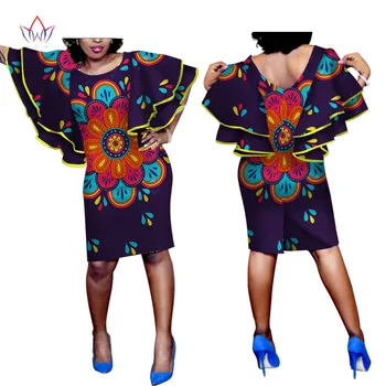 Sexet Print Afrikanske Kjoler til Kvinder Plus Size Elegante Lange Butterfly Ærme Casual Kjole Traditionelle Tøj wy2057