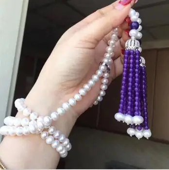 Smykker, nye stil, 8 mm south sea lange hvide perle halskæde i Julegave