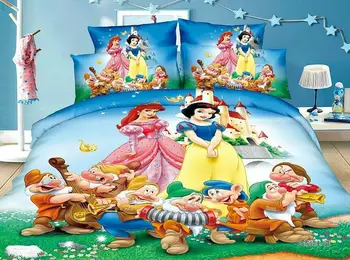 Sne Hvid Prinsesse sengetøj sæt Børns Baby Pige soveværelse indretning enkelt dobbelt seng ark dyne dyne 3pc Blå Farve