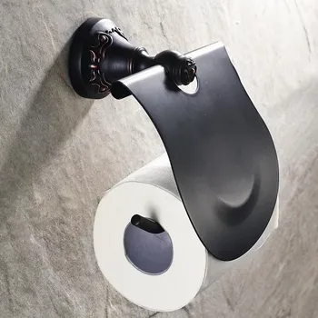 Sort Olie Gnides Messing Vægmonteret Badeværelse Hardware Tilbehør Toiletrulle Holder Dba441