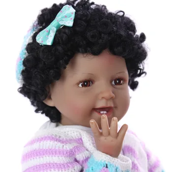 Sort baby dukker pop grønne Afrikanske 22inch genfødt silikone vinyl 55cm nyfødte poupee boneca baby soft toy pige barn todder