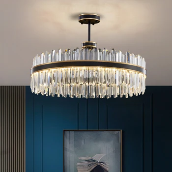 Sort moderne lysekrone til levende værelses luksus runde krystal lampe hjem dekoration led cristal lamper