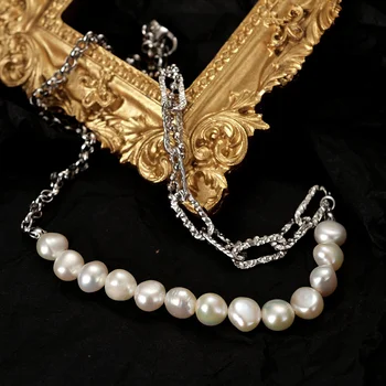 Sterling Sølv 925 Halskæder Gaver Til Womens Personlig Retro Design Barok Perle Vedhæng Tilbehør Fine Smykker