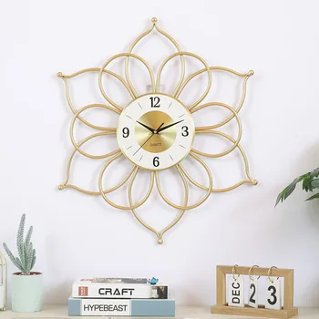 Stil Kreative Wall Clock Mode Stue Dekorativt Ur Golden Strygejern Soveværelse Mælk Te Shop Husstand Vægur