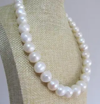 Stort 12-14mm natur south sea hvid barok perle halskæde 18inch