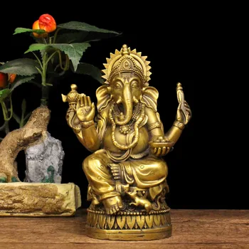 Sydøstasien HJEM Virksomhed, BUTIK, BIL Talisman Thailand Elefant GUD GANESH Ganesa Mammon Gud for rigdom FENG SHUI MESSING statue