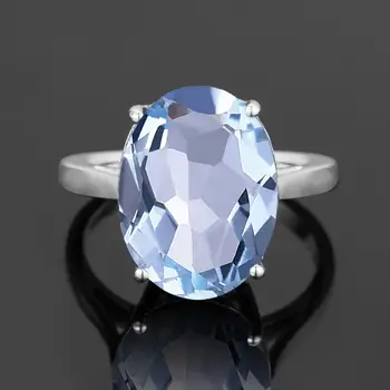 Szjinao Ægte 925 Sølv Dame Ringe Håndlavet Skære Finger Ringe Vintage Æg Form Aquamarine Bryllup Engagement Fine Smykker