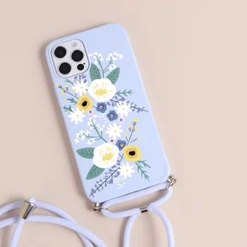 Søde Blomst Butterfly Phone Case For iPhone 12 11 Pro XS X ANTAL Tilfælde Lanyard halsrem Snor Reb Cover Til iPhone 7 8 6 Plus SE2