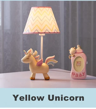 Søde LED Unicorn Lampe Børn Bedside Bord Lampe med skærm E14 fatning Pige Børnehave Kommoder bordlampe Soveværelse indenfor dekoration Gaver