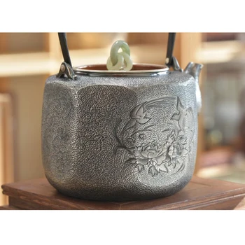 Sølv pot 999 sterling sølv håndlavet Japansk te-sæt retro tekande, elkedel hjem te ceremoni Kungfu te sæt 1000ml