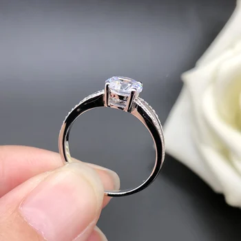 Testen er Positiv 1CT 6.5 mm D Moissanite Diamant Ring AU750 Bryllup Ring i 18K Hvide Guld Ring for Kvinder