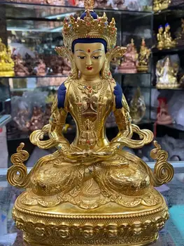 Tibet Nepal Buddhismen høj kvalitet forgyldning messing Amitayus tathagata RULAI Buddha-statue, hjem templet velsigne sikkert sund held og lykke