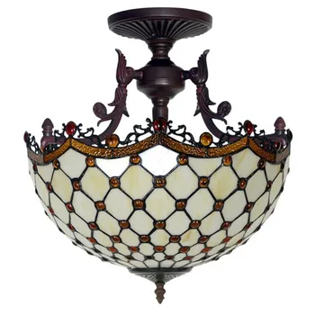 Tiffany loftlampe Håndlavet Glas Barok Luksuriøse Hængende Lampe til Foyeren Seng Dia 40 cm 1120