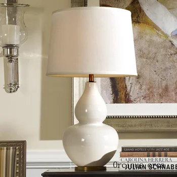 Tilpasset Amerikansk hvid keramik græskar bordlampe Klassisk moderne minimalistisk stue dekoration Soveværelse natbordet lampe