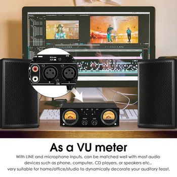 To Analoge VU-Meter MIC/LINE Sound Level Meter RCA/XLR Audio Switcher Max Musik Spectrum Analyzer DB-Panel Display