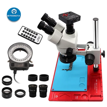 Trinokulartubus stereo-mikroskop 3,5 X-90X digitale elektroniske microscopio + okular 38MP HD-kamera-LED-Lys Ring til telefon reparation